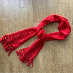 New York & Company Red Woven Fringe Scarf, Cozy Holiday Accessories